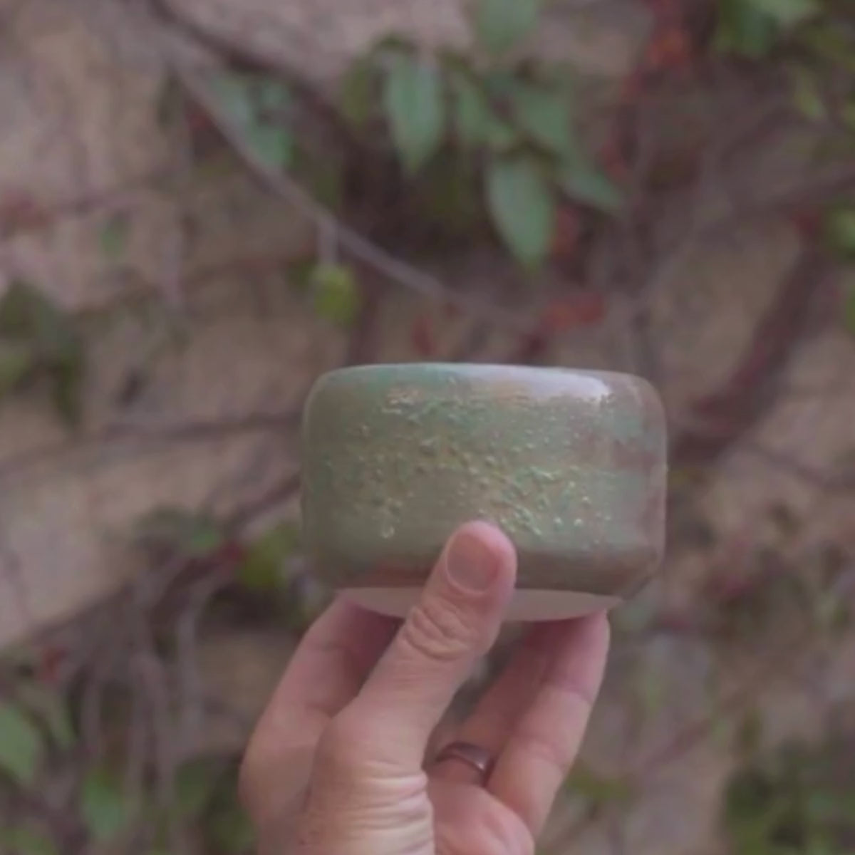 Taza Marrón Verde Para Matcha