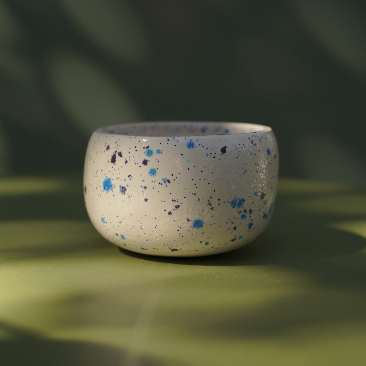 Taza Blanco, Azul Y Manchado Para Matcha
