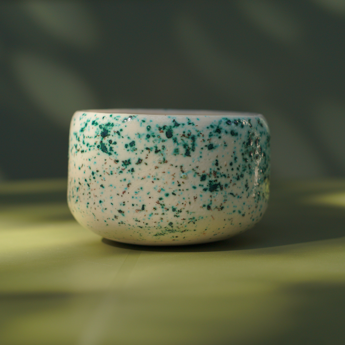 Taza Blanco, Verde Y Manchado Para Matcha