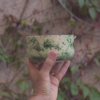 Chawan / Cuenco Blanco, Verde Y Manchado Para Matcha