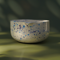 Chawan / Cuenco Blanco, Azul Y Manchado Para Matcha